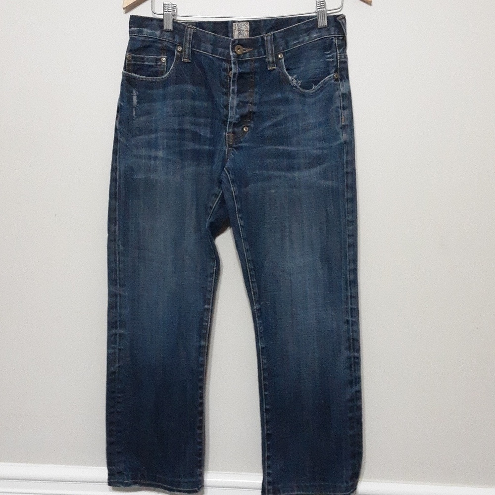 Prps jean butterfly button blue men 30 straight distressed  western rodeo casual